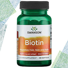 Біотин Swanson Biotin 10.000 мкг 60 гелевих капсул