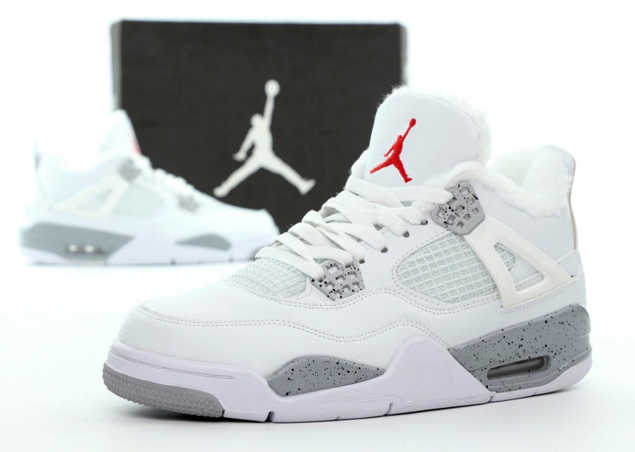 Жіночі кросівки Nike Air Jordan 4 Retro White Cement (с мехом)308499-104