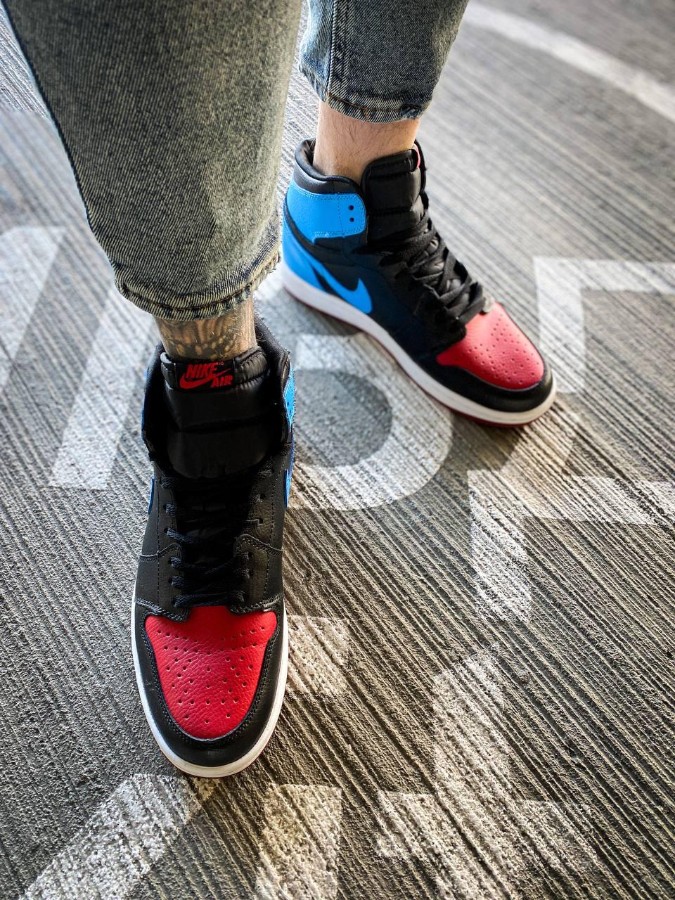 Red and hotsell black leather jordans