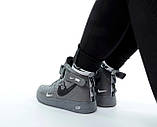 Жіночі кросівки Nike Air Force Fur Dark Grey (с мехом) ALL09656, фото 6