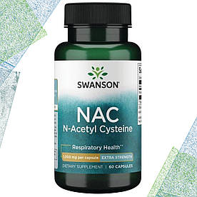 Відхаркуюче Swanson N-Acetyl Cysteine (N-Ацетил цистеїн) 1000 мг 60 капсул