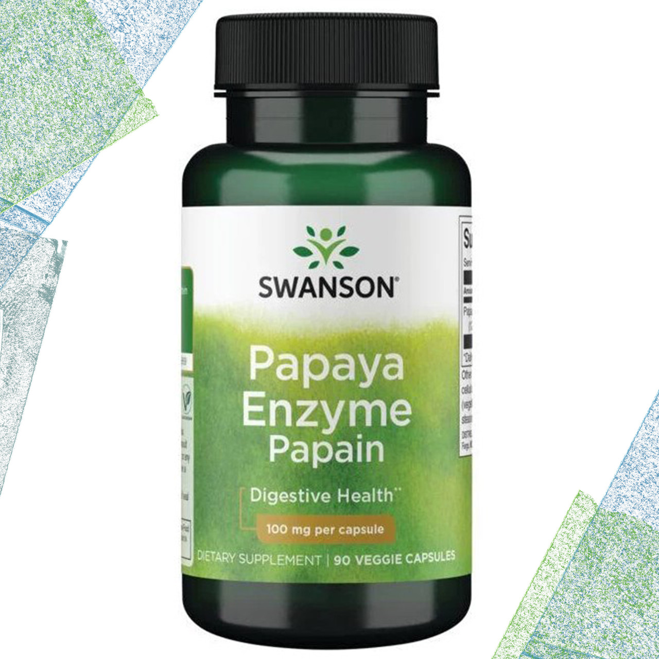 Фермент для травлення Swanson Papaya Enzyme Papin (Ензим Папаїн) 100 мг 90 вегетаріанських капсул