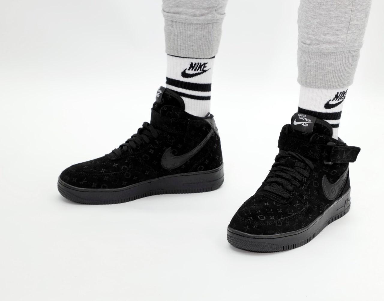 Кросівки чоловічі Nike Air Force 1 x Louis Vuitton Mid Black ALL09452, фото 1