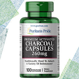 Активне вугілля Puritan's Pride Charcoal Capsules 260 мг (4 г) 100 капсул