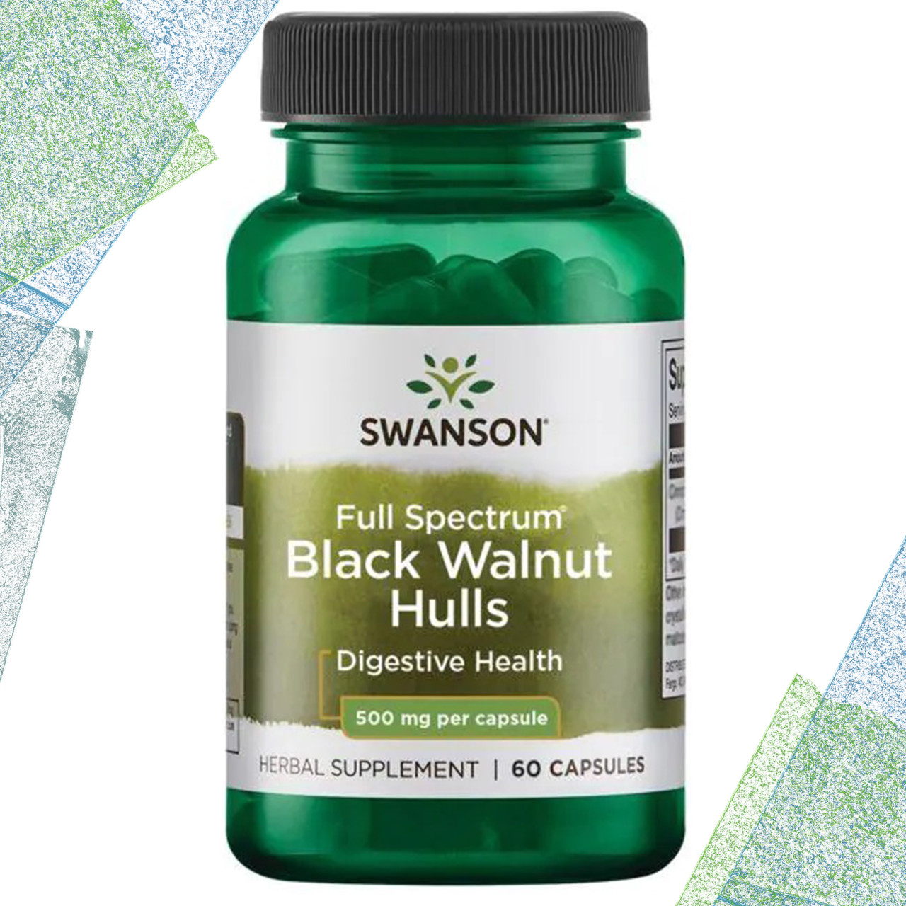 Чорний горіх для травлення Swanson Black Walnut Hulls Digestive Health 500 мг 60 капсул