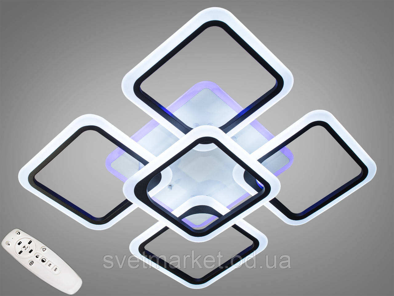 Модна стельова люстра A8060/4+1BK LED dimmer-2.4 G, фото 1