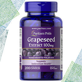 Виноградна кісточка Puritan's Pride Grape Seed 100 мг 200 капсул