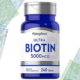 Біотин Piping Rock Biotin 5000 мкг 240 вегетаріанських таблеток