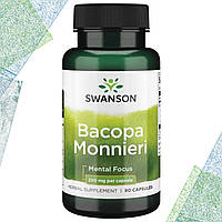 Бакопа Моньери для мозга Swanson Bacopa Monnieri Mental Focus and Stress Support 250 мг 90 капсул