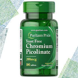 Хром піколінат Puritan's Pride Chromium Picolinate 200 мкг 100 таблеток