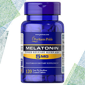 Мелатонін + B-6 Puritan's Pride MELATONIN 5 мг + B-6, 120 таблеток