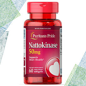 Натокіназа Puritan's Pride Nattokinase 50 мг 60 гелевих капсул