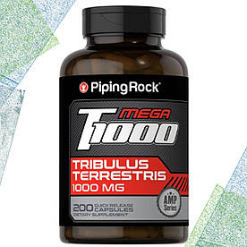 Бустер Тістостерону Piping Rock Mega T1000 Tribulus Terrestris 1000 мг на порцію 200 капсул