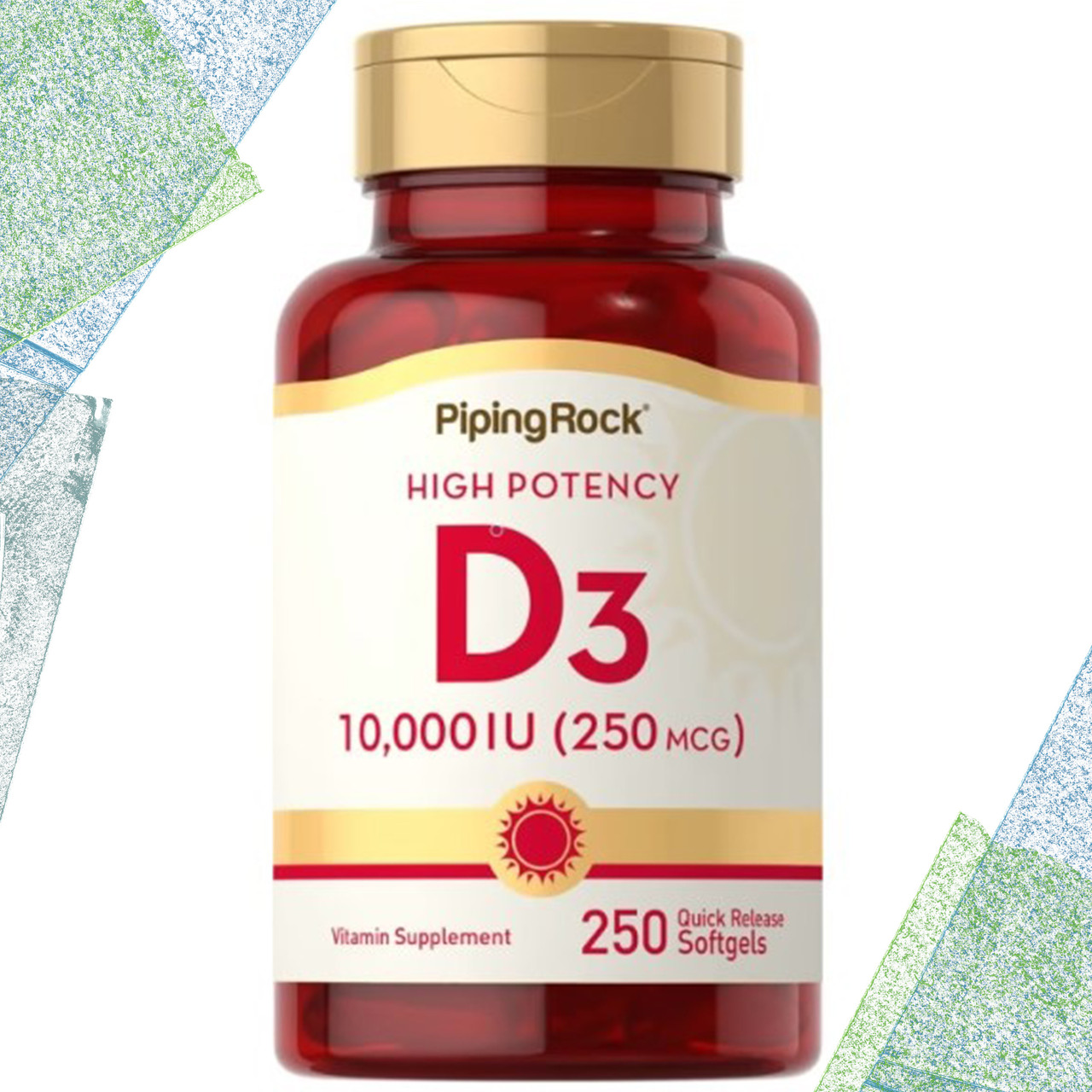 Вітамін Д3 Piping Rock Vitamin D3 250 мкг (10,000 IU) 250 гелевих капсул