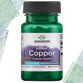 Мідь Swanson Albion Copper 2 мг Cellular Health 60 капсул