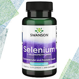 Селен Swanson Selenium L-Selenomethionine 100 мкг Cardiovascular and Prostate Health 200 капсул