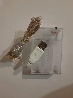 Гірлянда НА БАТАРЕЙКАХ + USB 50 LED 5 м білий РОСА світлодіодна, фото 1