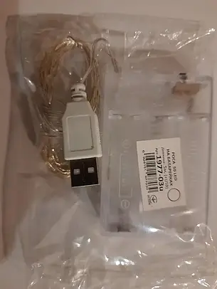 Гірлянда НА БАТАРЕЙКАХ + USB 50 LED 5 м білий РОСА світлодіодна, фото 3