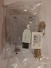 Гірлянда НА БАТАРЕЙКАХ + USB 50 LED 5 м теплий білий РОСА світлодіодна, фото 5