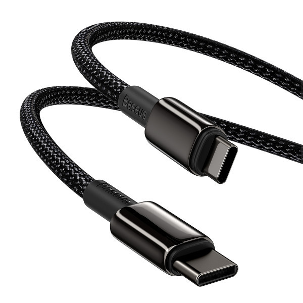 Кабель для швидкої зарядки Type-C на Type-C BASEUS 100W 5A Tungsten Gold Fast Charging Data Cable 1м (чорний)