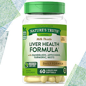 Для печінки Nature's Truth Liver Здоров'я Formula Milk Thistle 60 рідких гелевих капсул