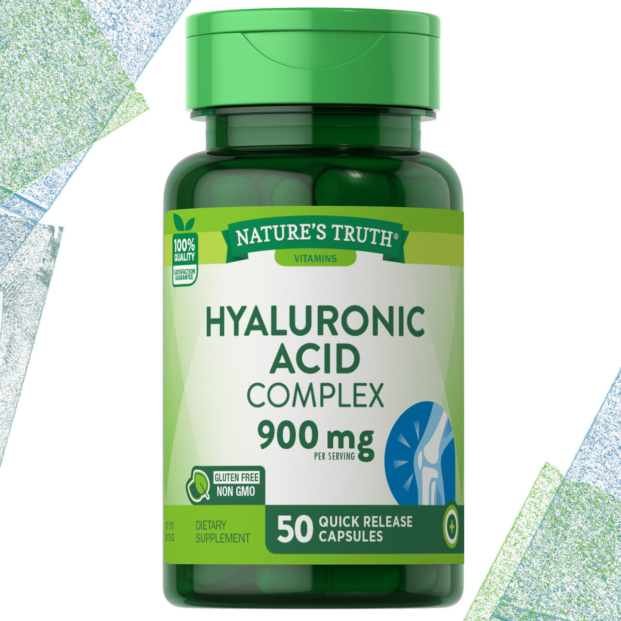 Гіалуроновий комплекс Nature's Truth Hyaluronic Acid Complex (з МСМ і Колагеном) 900 мг на порцію 50 капсул
