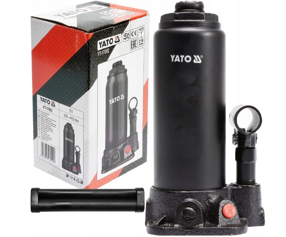 Домкрат Пляшковий (5 т/413 мм) Одноштоковий (Гідравлічний) YATO YT-17002
