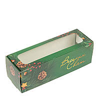 Коробка 175х55х55 для макаронс з вікном "Новорічна"