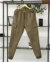 Зимние штаны карго с боковыми карманами CLOSER | Штаны мужские теплые на флисе ЛЮКС качества
