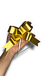 Бант "Затяжка" золото 30 мм для оформлення подарунків, сувенірів, квітів, фото 3