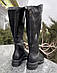 Жіночі зимові чоботи високі чорні шкіряні на повну широку ногу голінь великого розміру 40, фото 3