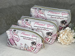 💜Набір косметичок жіночих, дорожніх, різних розмірів 3 в 1, на блискавці