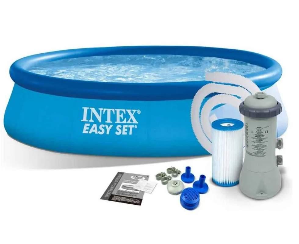 Надувний безкаркасний круглий басейн Intex 28118 (305-61см, 3077л, фільтр-насосом 220V) Синій