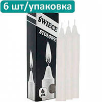 Свечи столовые. Свечки польские. Bispol. длина 15мм, толщина 2см. Время горения 6 часов. Упаковка 6шт. Польша