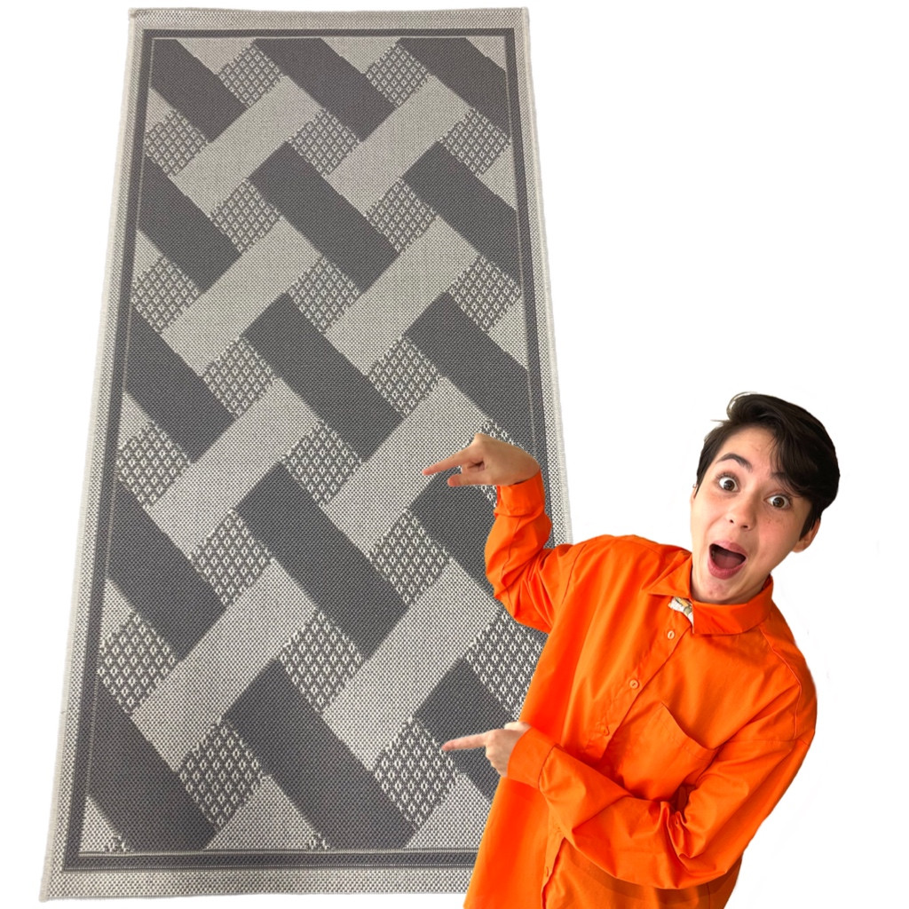 80 х 150 см Килим Time 39009/16 безворсовий сірий килим для кухні.