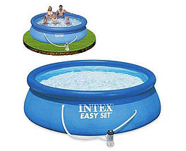 Надувний безкаркасний круглий басейн Intex 28132 (366-76см, 5621 л, фільтр-насос 230V) Синій, фото 2