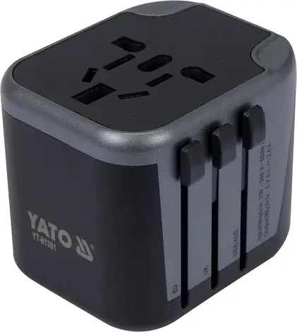 Адаптер із вбудованим зарядним пристроєм із двома портами USB YATO