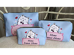 💛Набір косметичок жіночих, дорожніх, різних розмірів 3 в 1, на блискавці