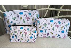 ❤️Набір косметичок жіночих, дорожніх, різних розмірів 3 в 1, на блискавці