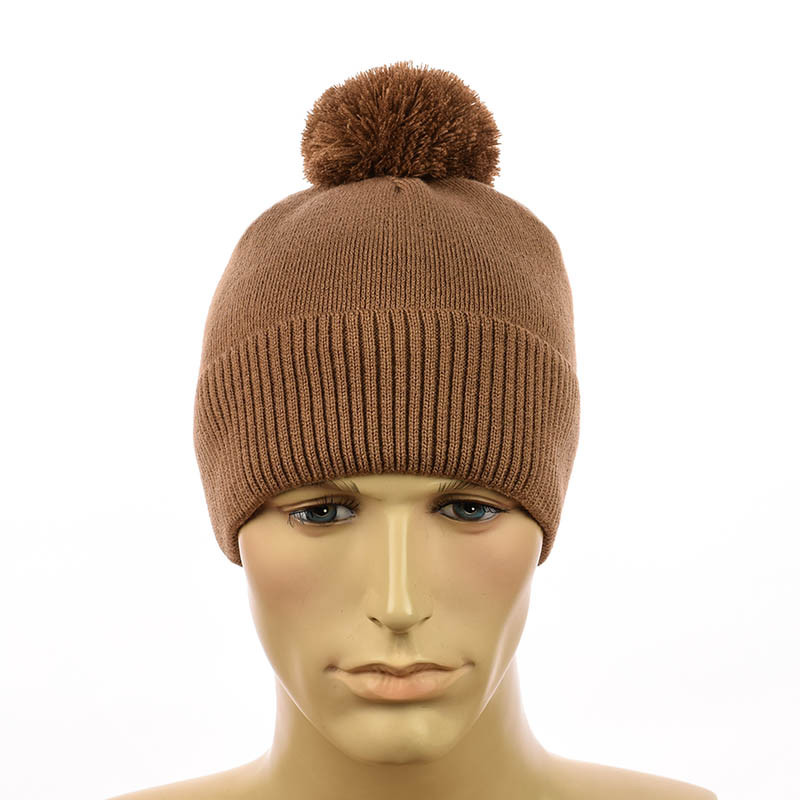 Молодіжна шапка с помпоном кемел