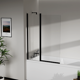Скляна шторка для ванни AVKO Glass W436 40+60x140 Black, фото 2