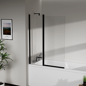 Скляна шторка для ванни AVKO Glass W436 40+60x140 Black, фото 1