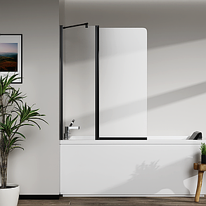 Скляна шторка для ванни AVKO Glass W436 40+60x140 Black, фото 3