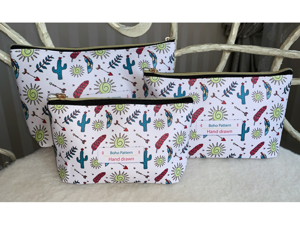 💜Набір косметичок жіночих, дорожніх, різних розмірів 3 в 1, на блискавці, фото 1