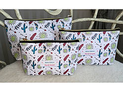 💜Набір косметичок жіночих, дорожніх, різних розмірів 3 в 1, на блискавці