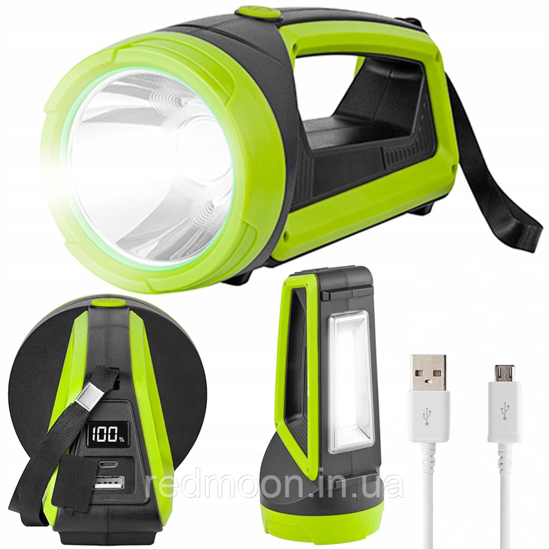 Купить Мощный фонарь ручной 3в1 5 Вт, 3600 мАч, с USB, PowerBank и ...