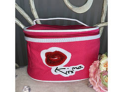 🧡Косметичка жіноча дорожня, органайзер для косметики, б'юті-бокс, різні кольори Малинова