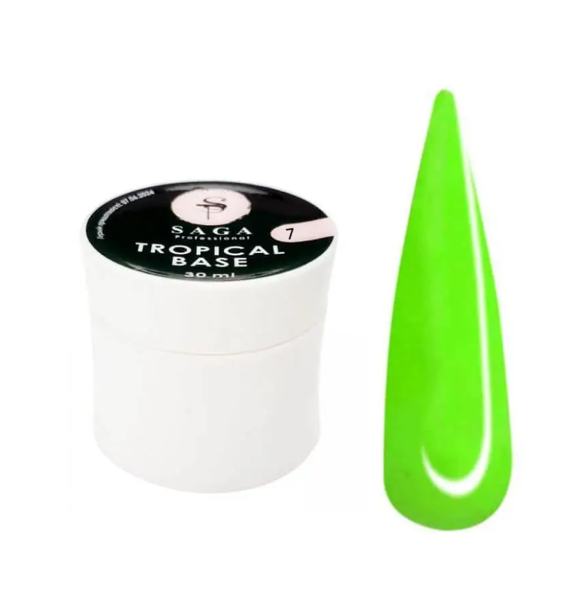 База кольорова Saga Tropical Base No7 (неоновий лаймовий), 30 мл