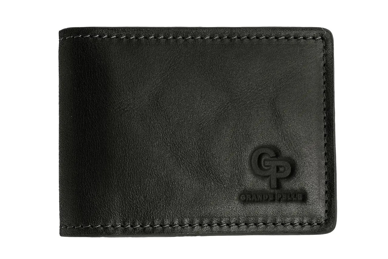 Кошелек зажим для денег мужской натуральная кожа черный Арт.1076/10 "GP" Італія - (Україна)