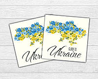 Мини открытка патриотическая "Карта України троянди. Glory to Ukraine" для подарков, цветов, букетов (бирочка)